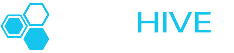 Creahive medical marketing team logo with text, transparent background