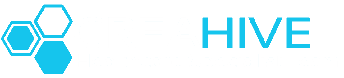 Creahive medical marketing team logo with text, transparent background