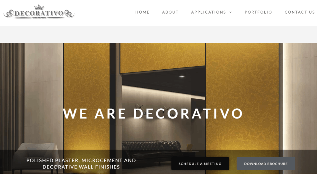Decorativo company website homepage by Creahive